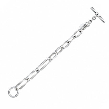 Silver Paperclip Link Toggle Bracelet