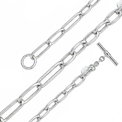 Silver Paperclip Link Toggle Bracelet