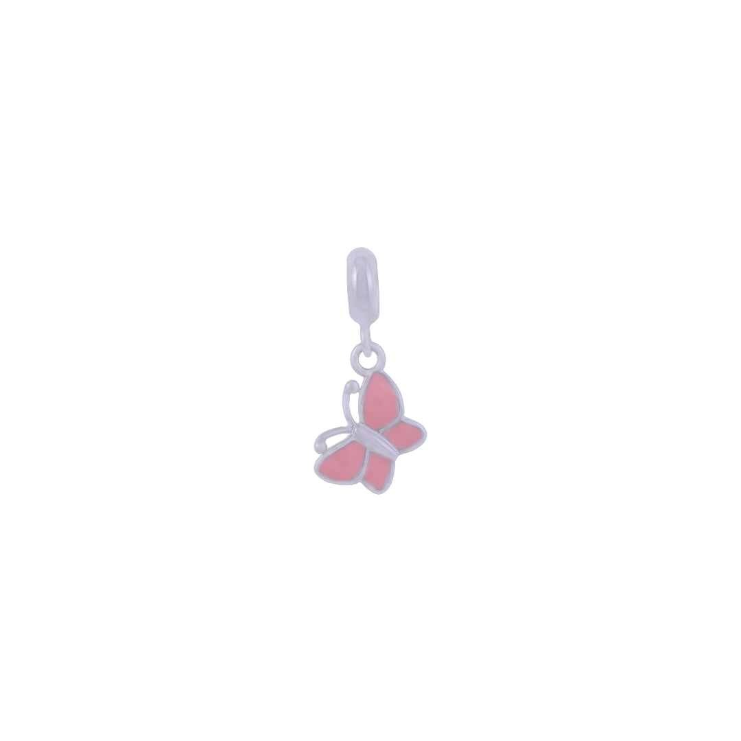 925 Sterling Silver Peach Wings Rhodium Plated Pendant For Kids