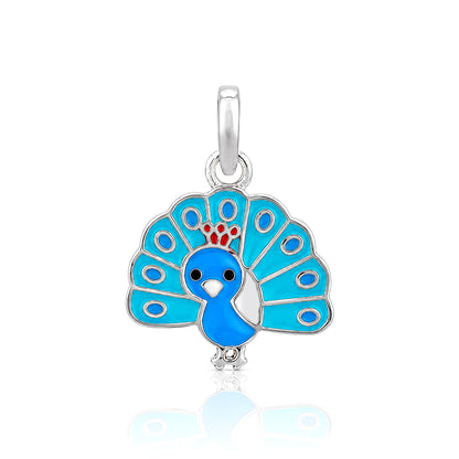 Silver Peacock Kids RakhiPendant