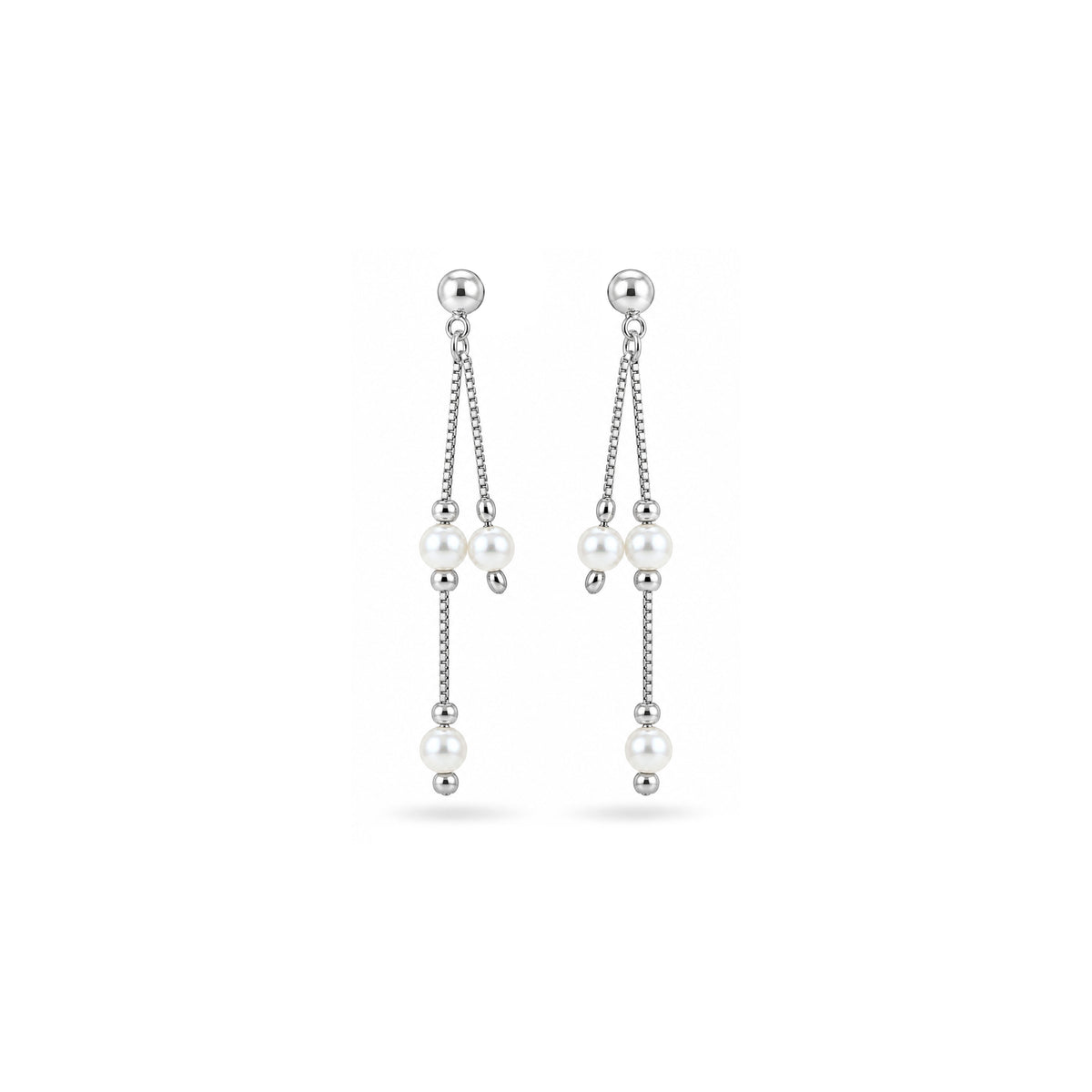 Silver Pearl Chain Sterling Silver Earring