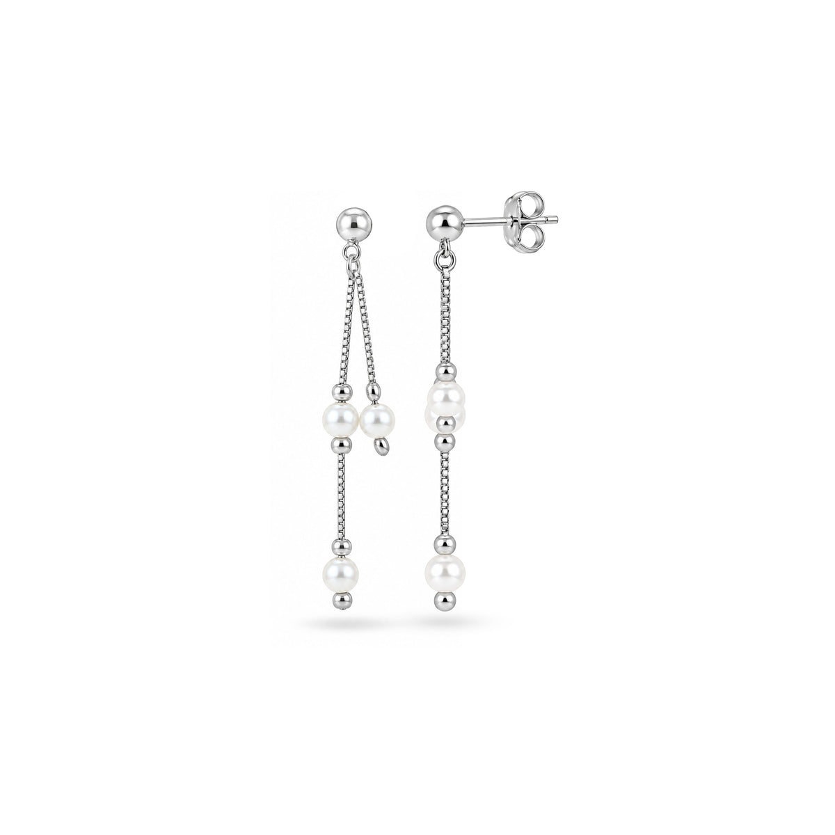 Silver Pearl Chain Sterling Silver Earring