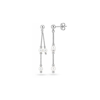 Silver Pearl Chain Sterling Silver Earring