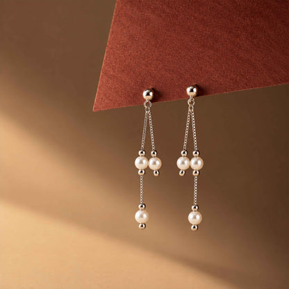 Silver Pearl Chain Sterling Silver Earring