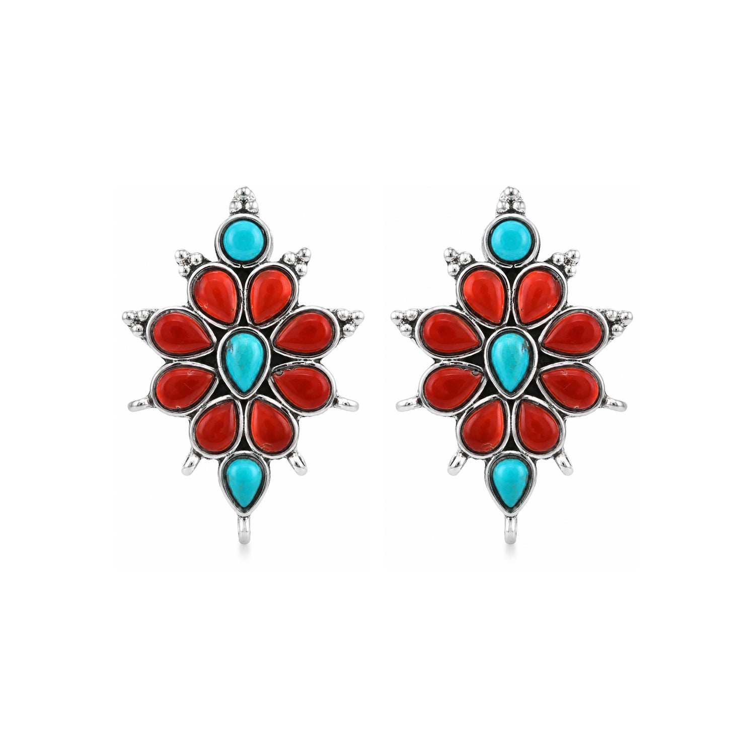 Silver Plated Blue coral stud earrings
