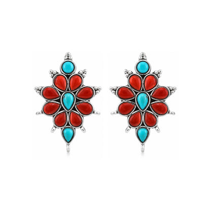 Silver Plated Blue coral stud earrings