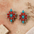 Silver Plated Blue coral stud earrings