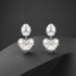 Silver Polka Dot Crystal Heart Drop Earrings