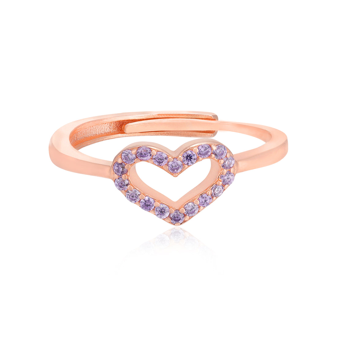 Silver Purple Desire 925 Rose Gold Heart Ring 

