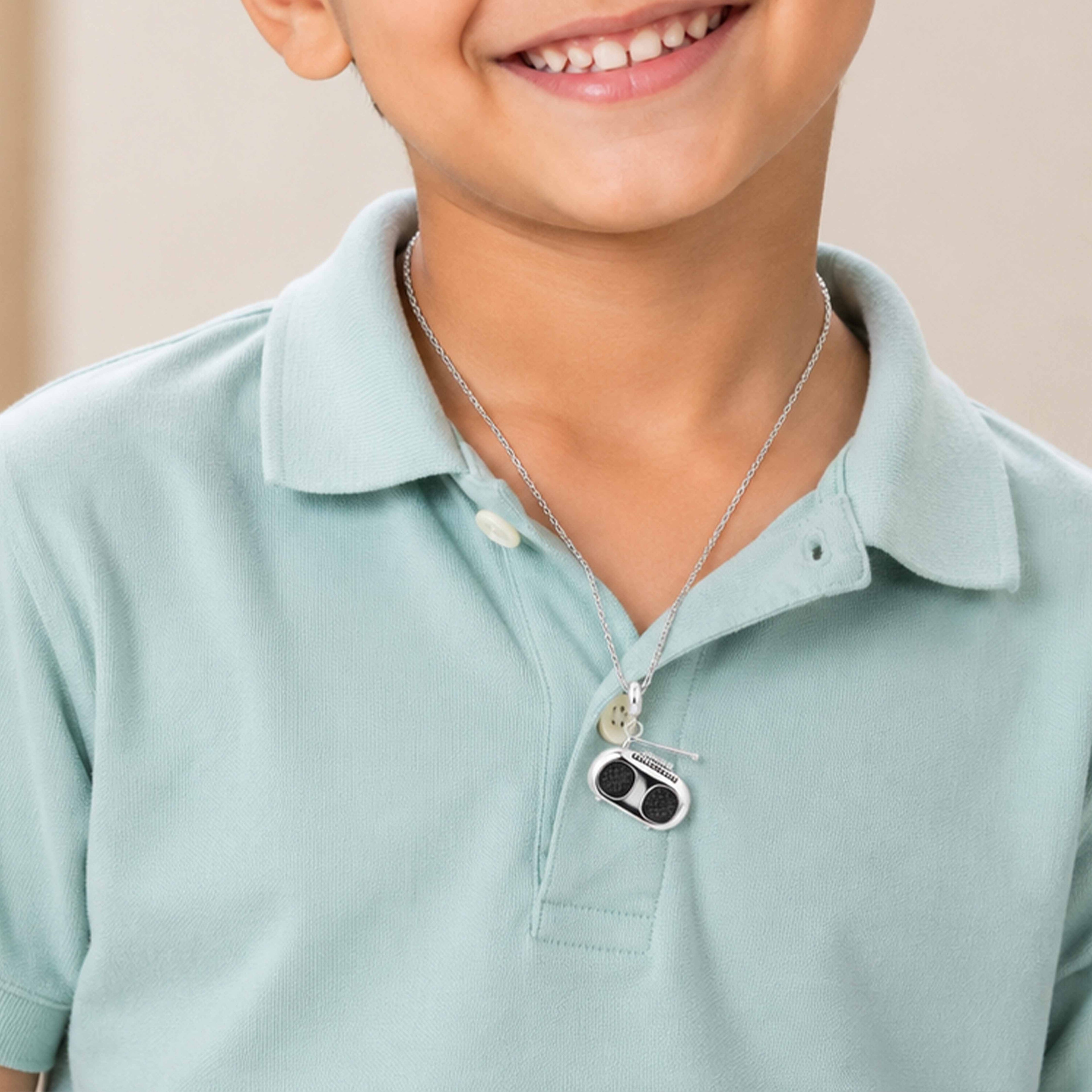Silver Radio Boombox Kids Rakhi Pendant