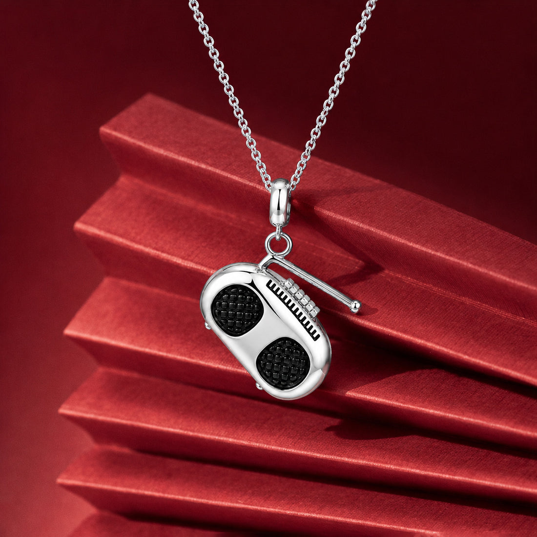 Silver Radio Boombox Kids Pendant