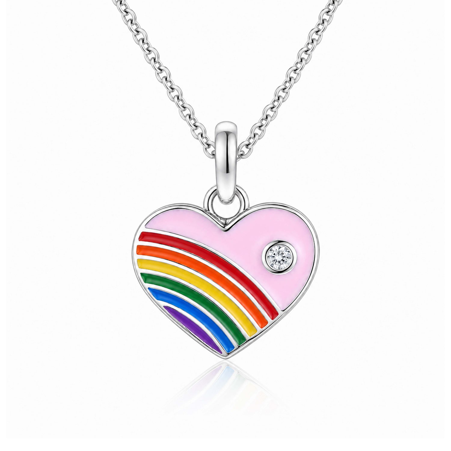 Silver Rainbow Heart Kids Rakhi Pendant