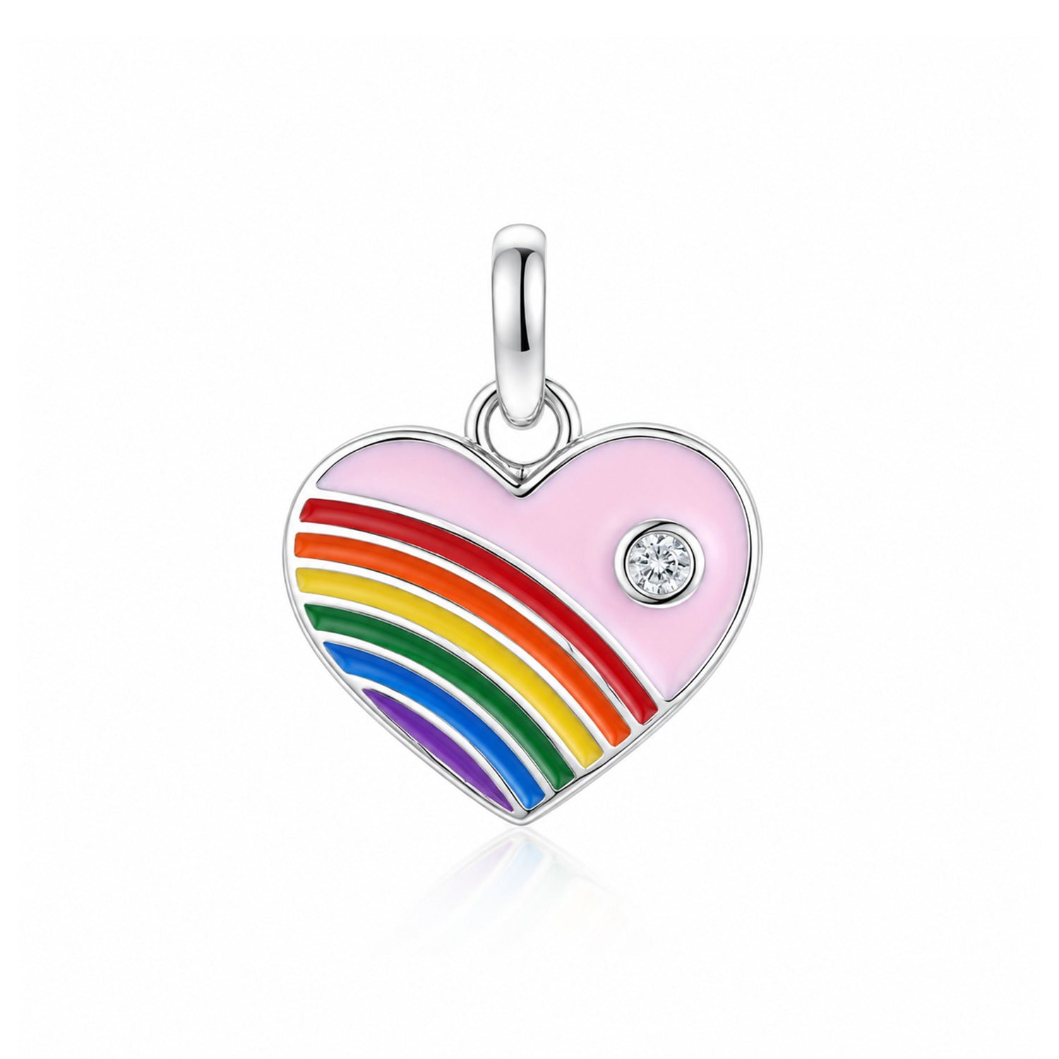 Silver Rainbow Heart Kids Rakhi Pendant