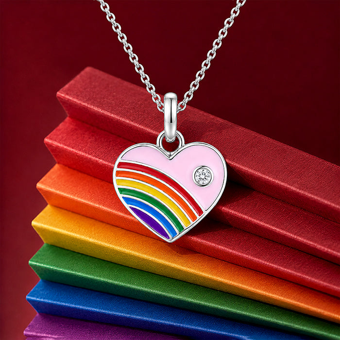 Silver Rainbow Heart Kids Pendant