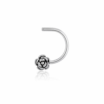 Silver Rose Corkscrew NosePin