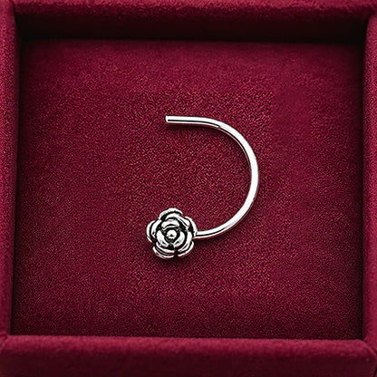 Silver Rose Corkscrew NosePin