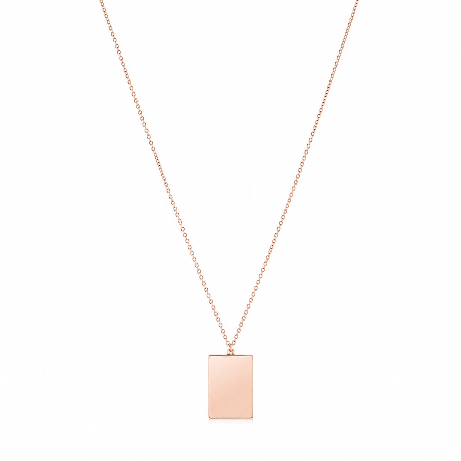 Silver Rose Gold Engravable Rectangle Pendant Chain