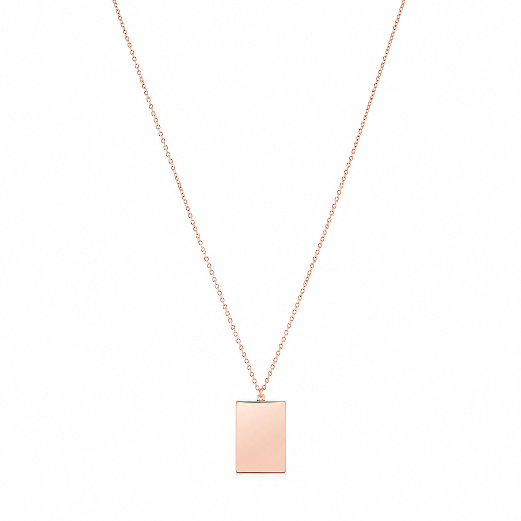Silver Rose Gold Engravable Rectangle Pendant Chain