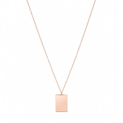 Silver Rose Gold Engravable Rectangle Pendant Chain