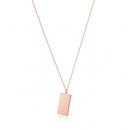 Silver Rose Gold Engravable Rectangle Pendant Chain