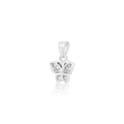 925 Sterling Silver Shiny Flutter Rhodium Plated Pendant For Kids