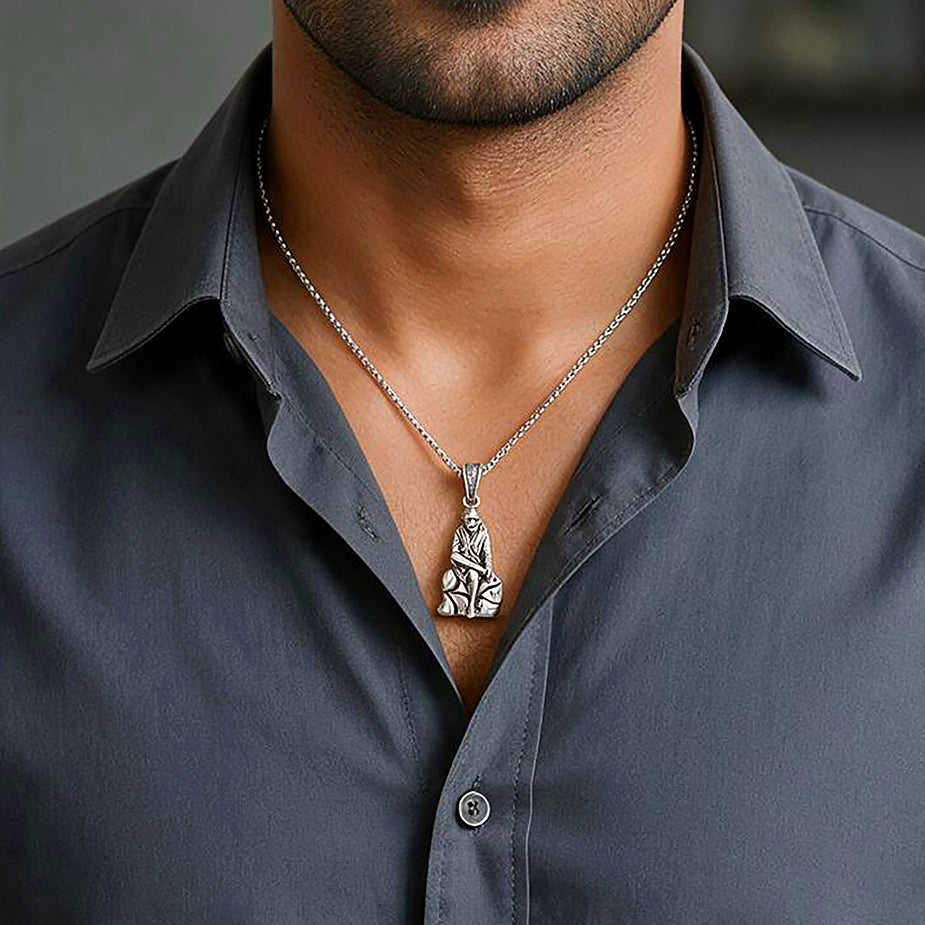 Silver Shirdi Sai Baba Devotional Pendant