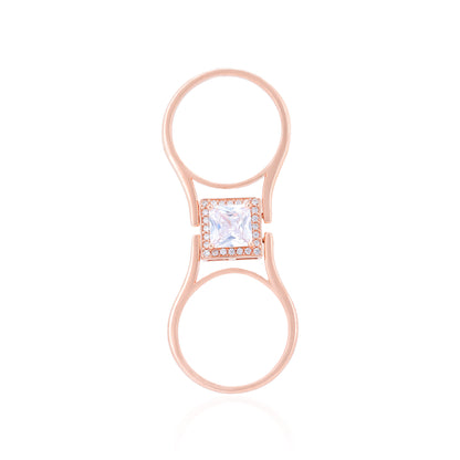 925 Sterling Silver Solitaire Twist L Initial Rose Gold Plated Ring for Women
