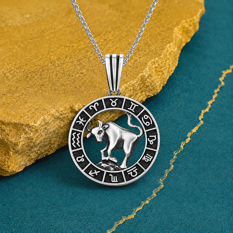 Silver Taurus Zodiac Pendant