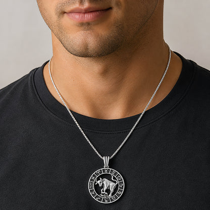 Silver Taurus Zodiac Pendant