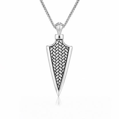 Silver Textured Weave Arrowhead Pendant