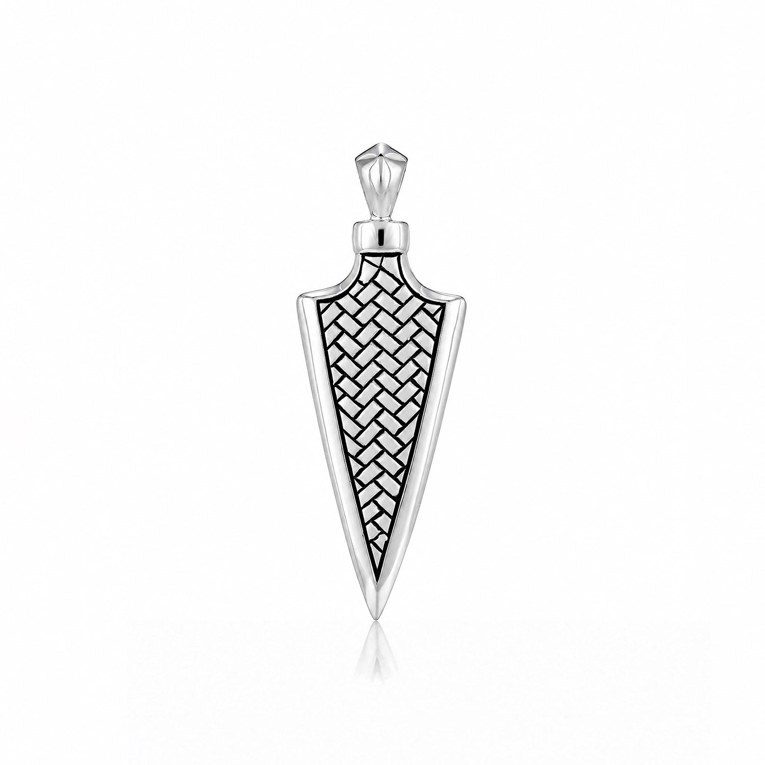 Silver Textured Weave Arrowhead Pendant