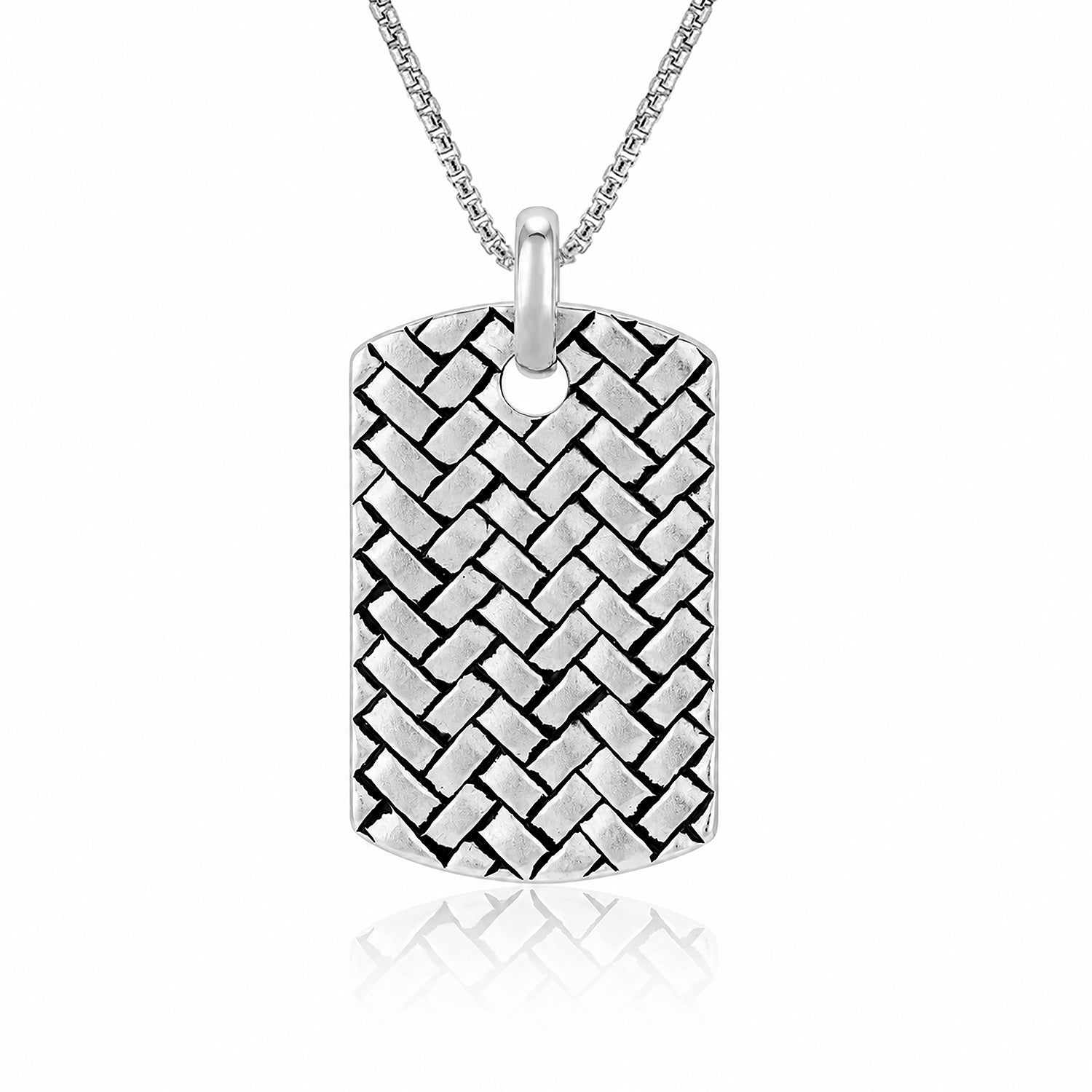 Silver Textured WeaveDog Tag Rakhi Pendant