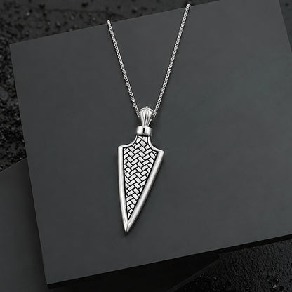 Silver Textured Weave Arrowhead Pendant