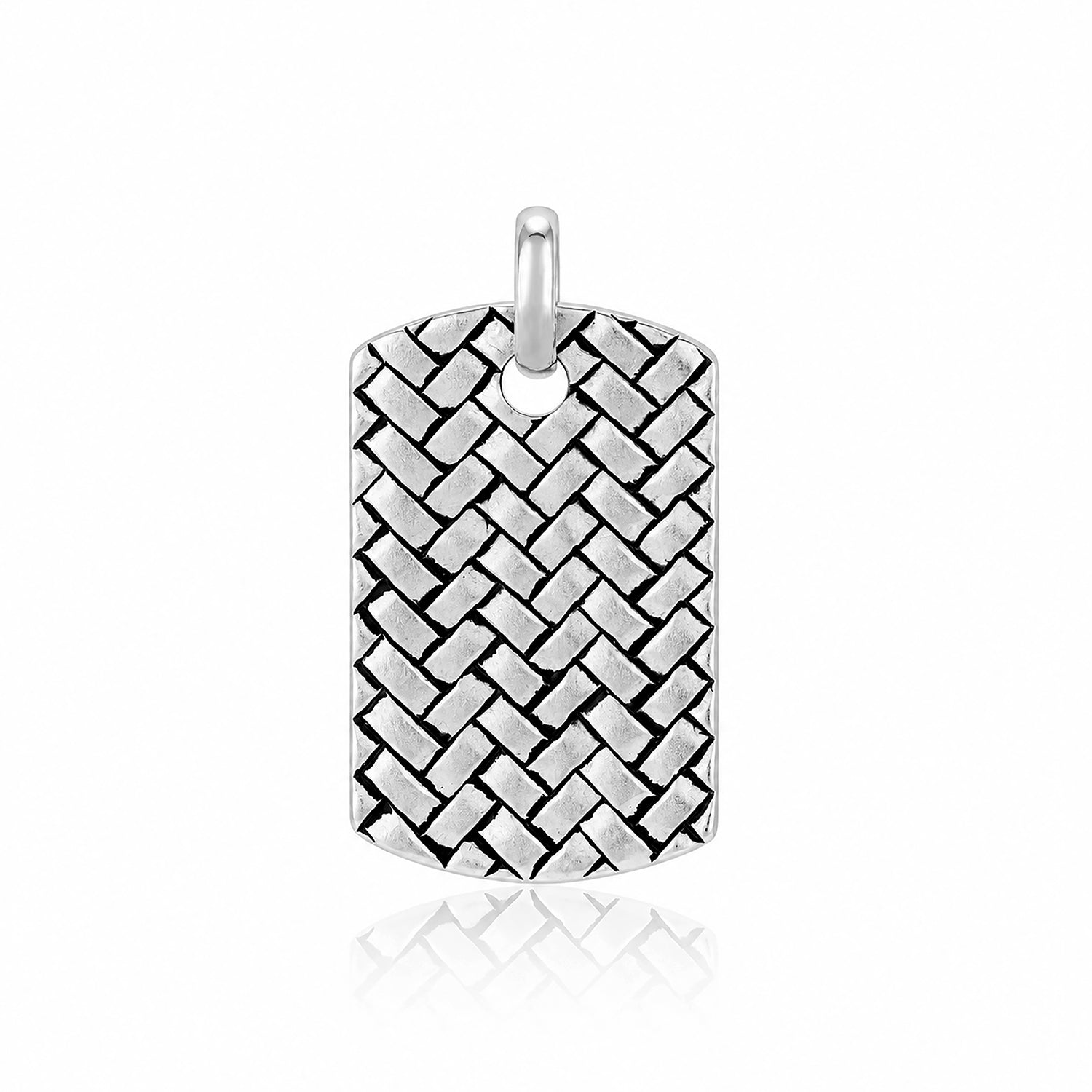 Silver Textured Weave DogTag Rakhi Pendant