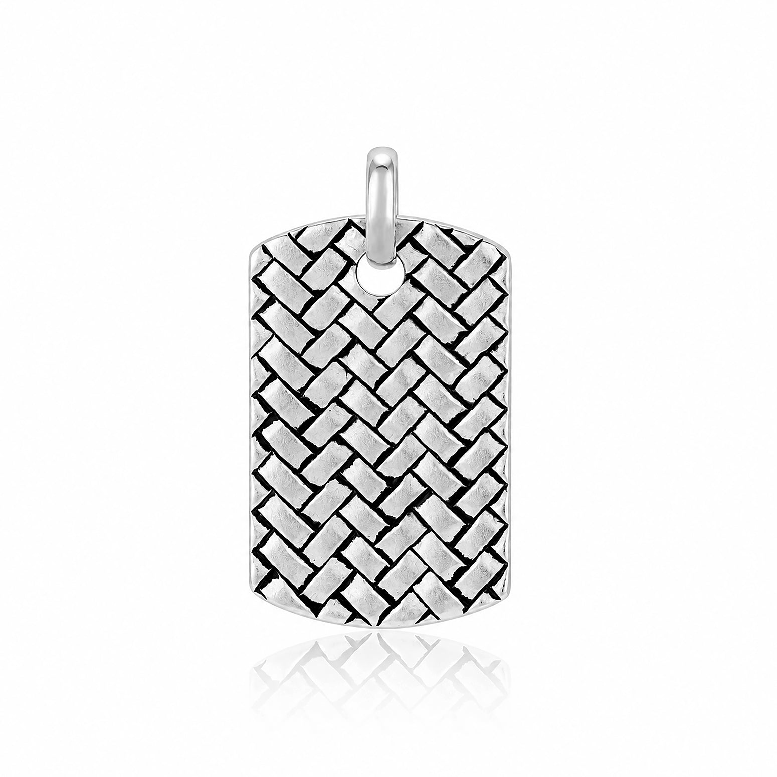 Silver Textured Weave DogTag Rakhi Pendant