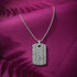 Silver Textured Weave Dog Tag Pendant