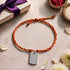 Silver Textured Weave Dog Tag Rakhi Pendant