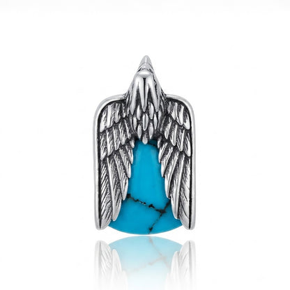 Silver Turquoise Eagle Wing Rakhi Pendant