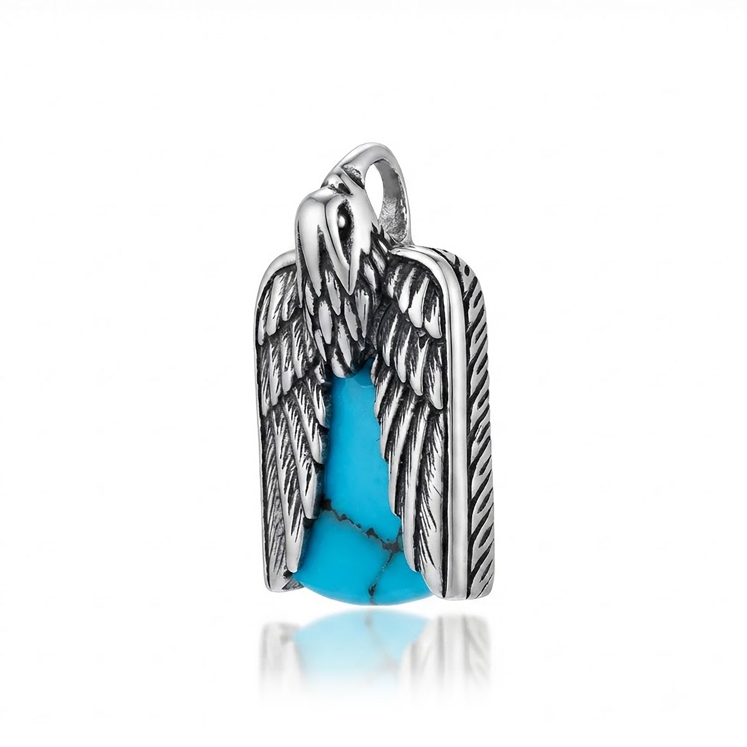Silver Turquoise Eagle Wing Rakhi Pendant