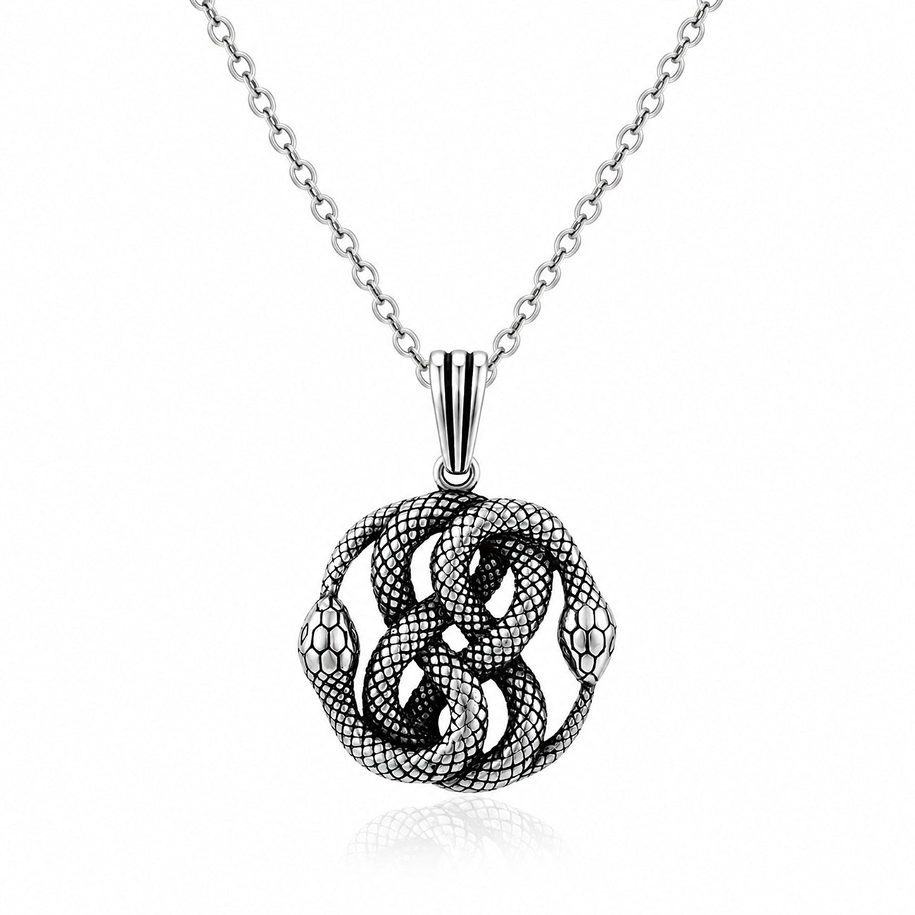 Silver Twin Snakes Auryn Rakhi Pendant