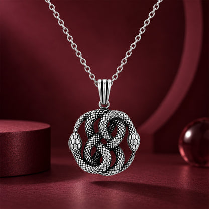 Silver Twin Snakes Auryn Pendant