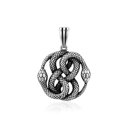Silver Twin Snakes Auryn Rakhi Pendant