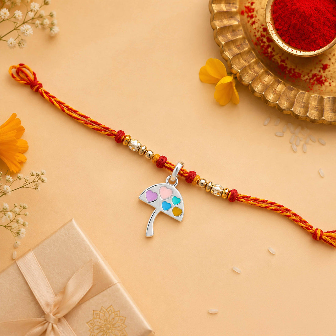 Silver Umbrella Kids Rakhi Pendant