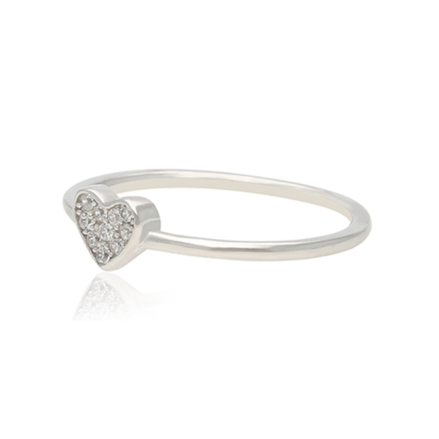 Single Crafted Heart Rhodium 925 Ring