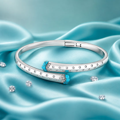 Sky Blue Accent 925 Sterling Silver Kada for Women