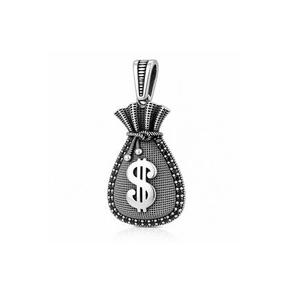 Sleek Dollar Money Bag 925 Sterling Silver Pendant for women
