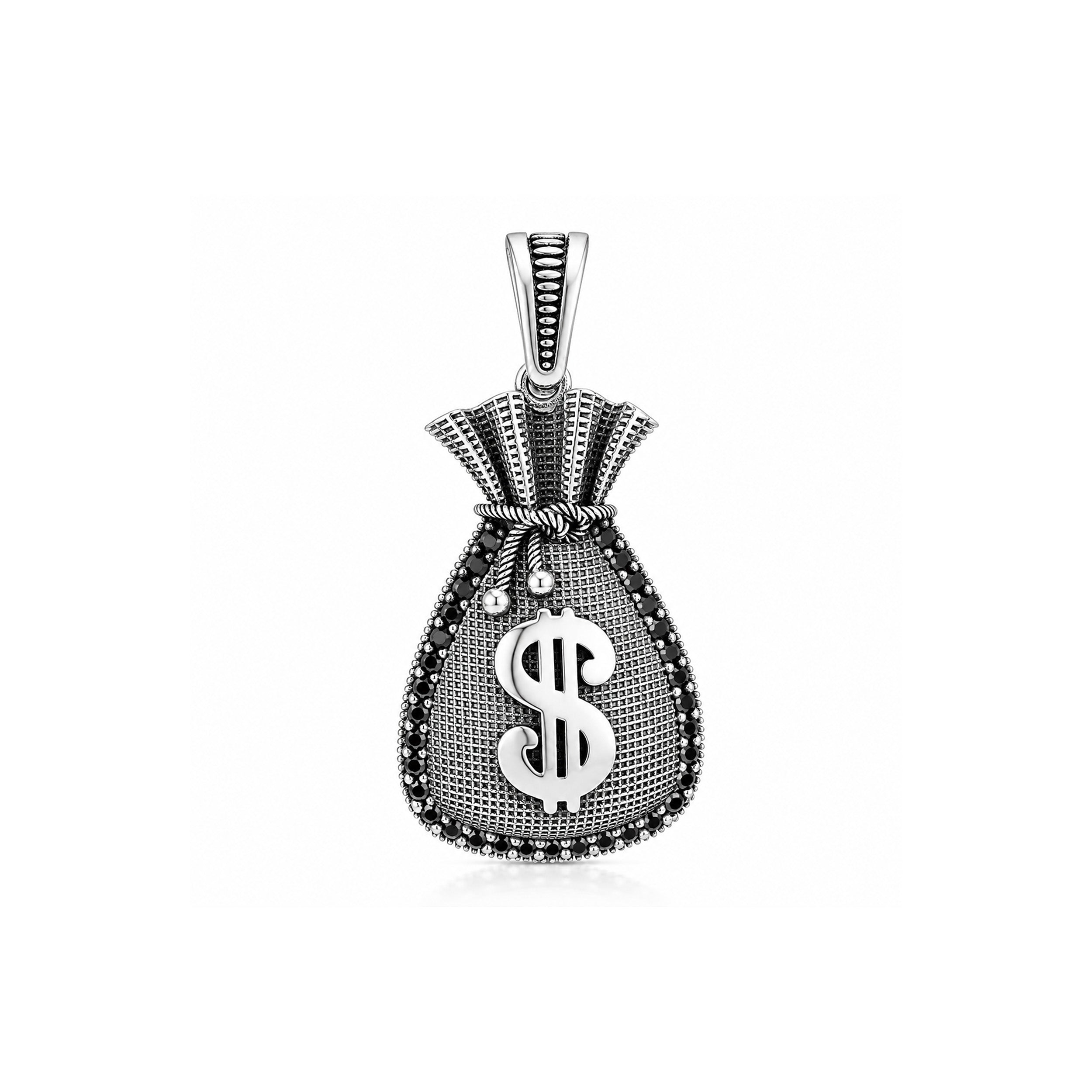 Sleek Dollar Money Bag 925 Sterling Silver Pendant for women