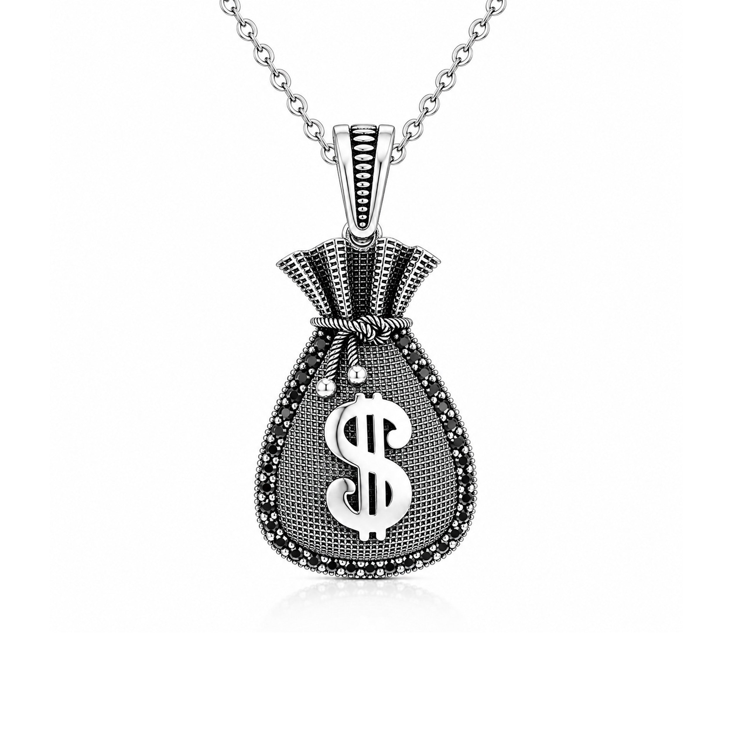 Sleek Dollar Money Bag 925 Sterling Silver Pendant for women