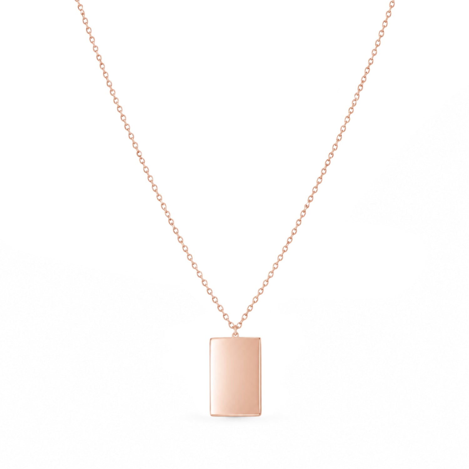 Sleek Engravable Rectangle 925 Sterling Silver Necklace for Women