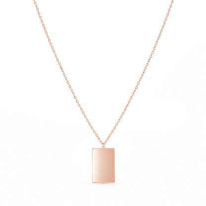 Sleek Engravable Rectangle 925 Sterling Silver Necklace for Women